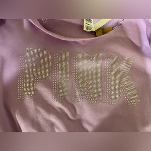 BRAND NEW PINK off the shoulder, sequin crewneck sweater Size XS, lavender color